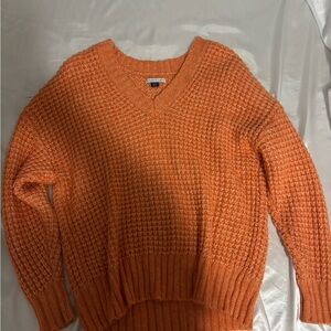 American Eagle Orange V-Neck Sweater